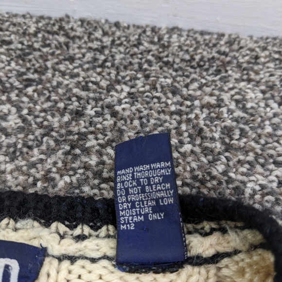 Vintage 90s Gap Sweater Tennis Cricket Wool Cable Knit V Neck Ivory Mens Large - Picture 4 of 11